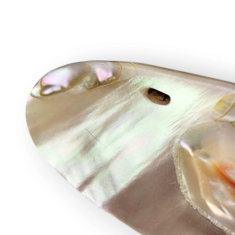 Antique Blister Pearl Brooch Iridescent Abalone Shell Oval Victorian 1800s FLAW